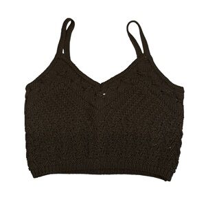 Express Knit Cropped Sweater Tank Black Size M